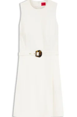 Ärmelloses Kleid mit Gürtel mit Schließe