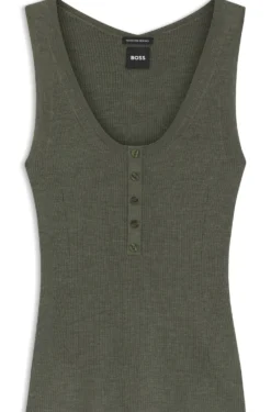 Ärmelloses Stricktop aus Merinowolle mit Ripp-Struktur