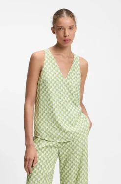 Ärmelloses Top mit geometrischem Print und Pailletten