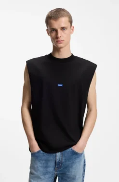 Ärmelloses T-Shirt aus Baumwolle mit Logo-Patch