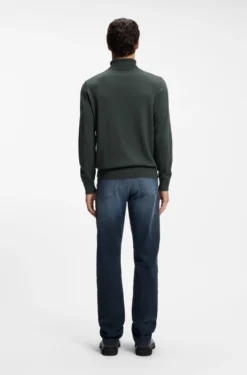 Rollkragenpullover aus Baumwoll-Mix mit Kaschmir und Logo-Aufnäher