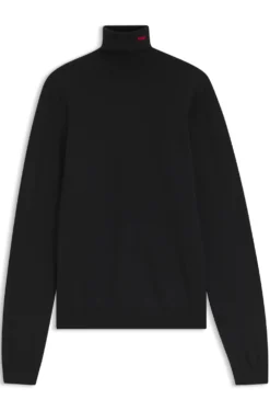 Rollkragenpullover aus Merinowolle mit Logo-Stickerei