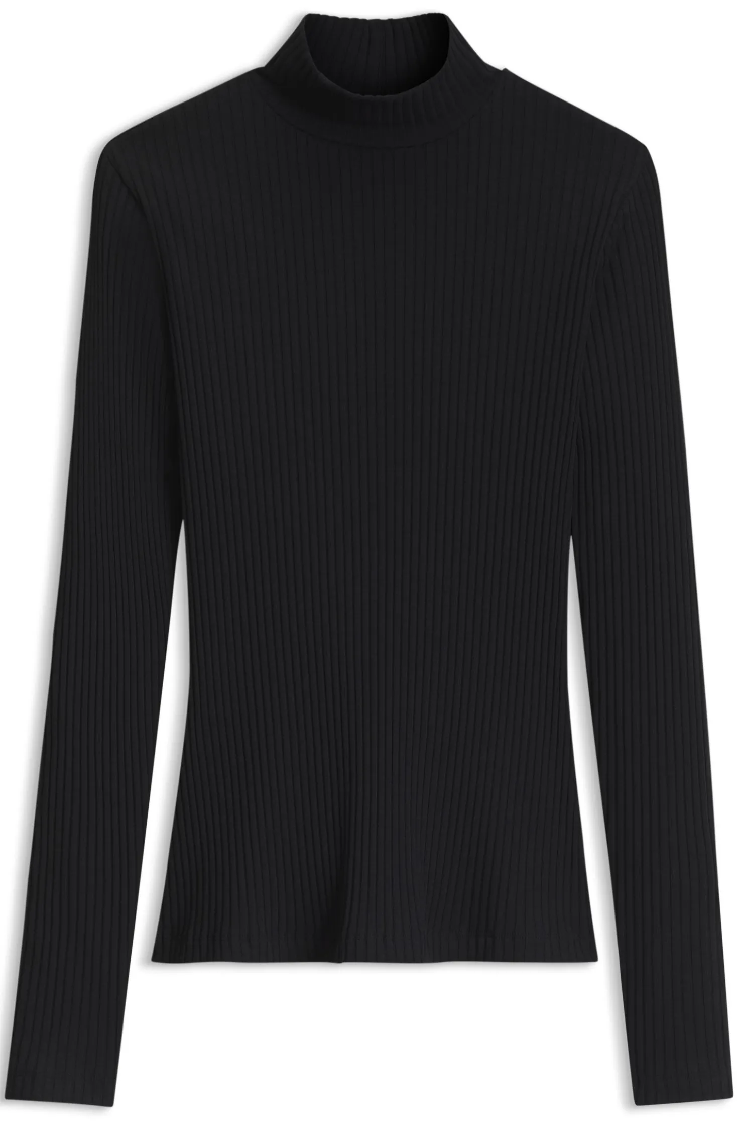 Rollkragentop aus geripptem Stretch-Jersey mit metallenem Logo