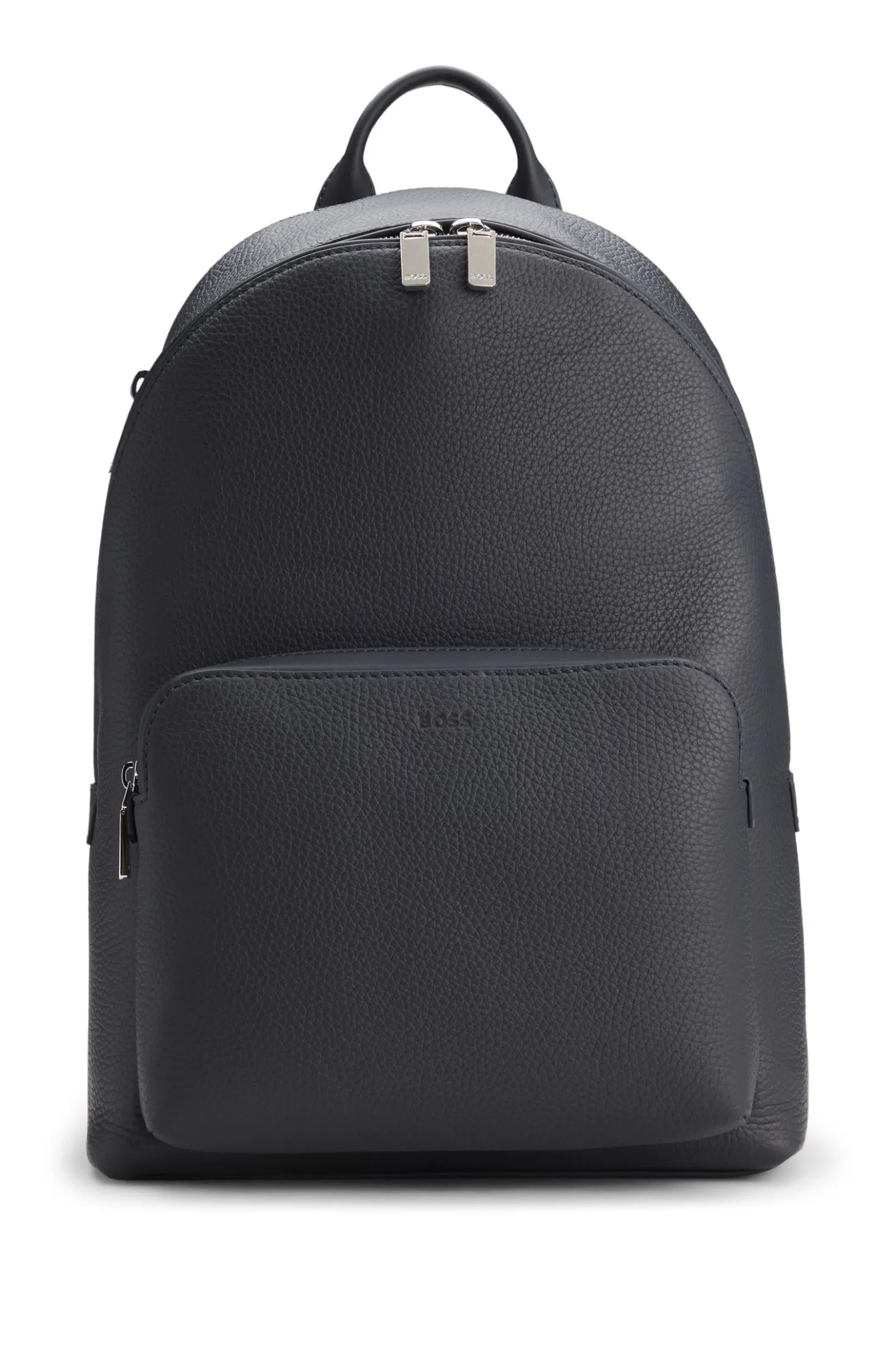 Rucksack aus genarbtem italienischem Leder mit geprägtem Logo