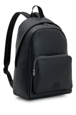 Rucksack aus Kunstleder mit geprägtem Logo-Patch