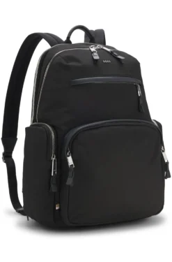 Rucksack mit mehreren Fächern und Lederbesätzen