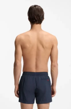 Schnell trocknende Badeshorts mit rotem Logo-Label