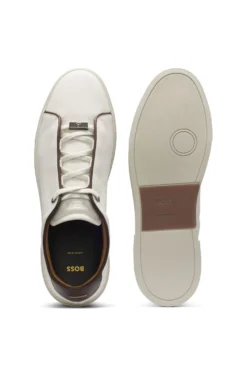 Schnür-Sneakers aus genarbtem italienischem Leder