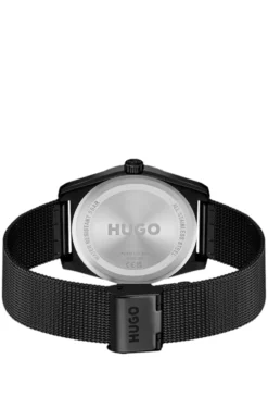 Schwarz beschichtete Uhr mit tonalem Mesh-Armband