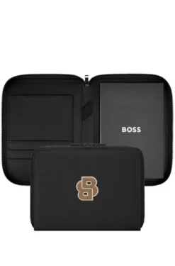 Schwarze DIN-A5-Konferenzmappe mit Double-B-Patch