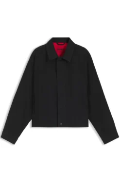 Schwarze Regular-Fit Jacke aus japanischem Denim