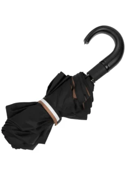 Schwarzer Taschenschirm mit camelfarbener Innenseite