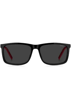 Schwarze Sonnenbrille mit zweifarbigen Bügeln