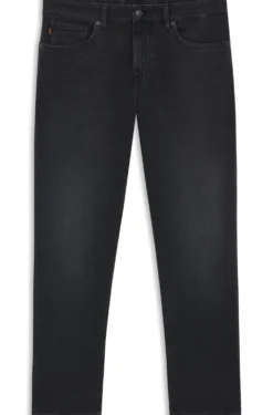 Schwarze Tapered-Fit Jeans aus bequemem Stretch-Denim