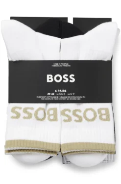 Sechserpack kurze Socken aus geripptem Baumwoll-Mix