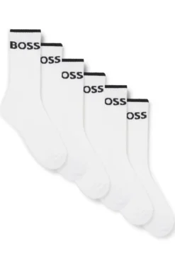 Sechserpack kurze Socken aus geripptem Baumwoll-Mix