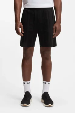Shorts aus Baumwoll-Jersey mit matten und glänzenden Streifen