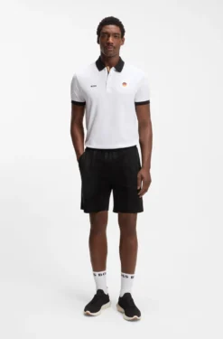 Shorts aus Baumwoll-Jersey mit matten und glänzenden Streifen