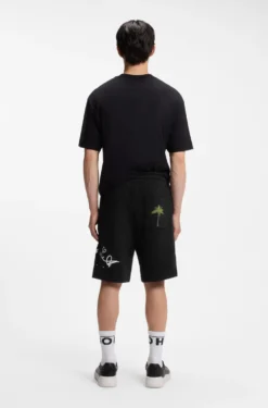 Shorts aus Baumwoll-Terry mit Logo-Artwork