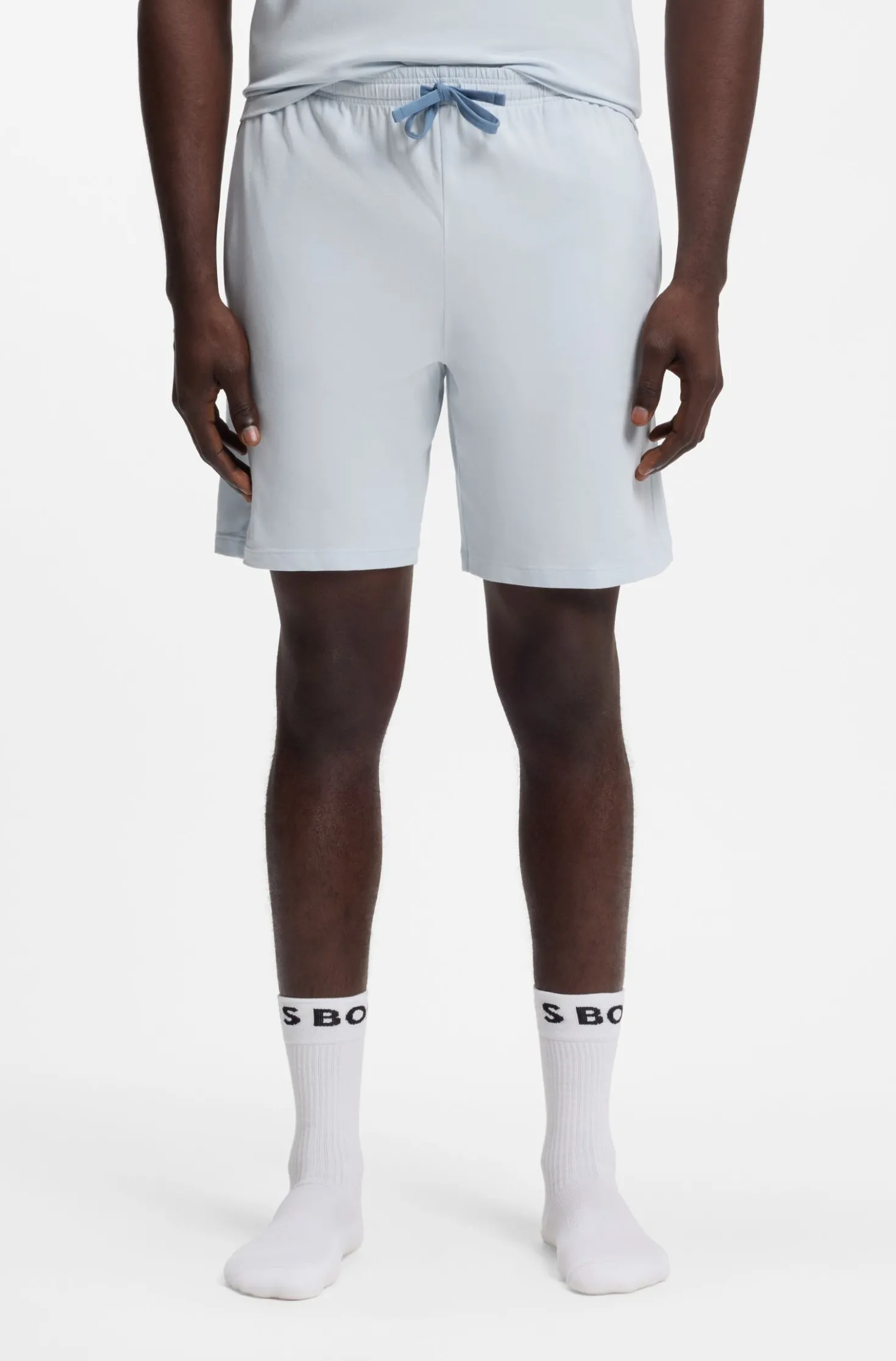 Shorts aus Stretch-Baumwolle mit Logo-Stickerei