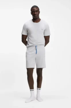 Shorts aus Stretch-Baumwolle mit Logo-Stickerei