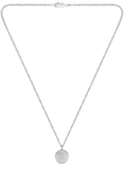 Silberfarbene Halskette mit Double-B-Monogramm-Medaillon