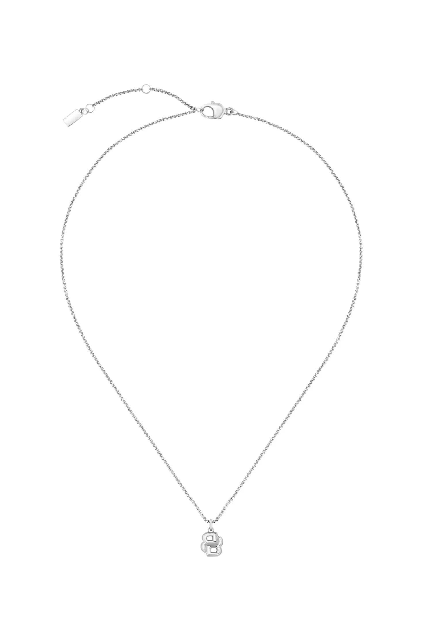 Silberfarbene Halskette mit Double-B-Monogramm als Anhänger