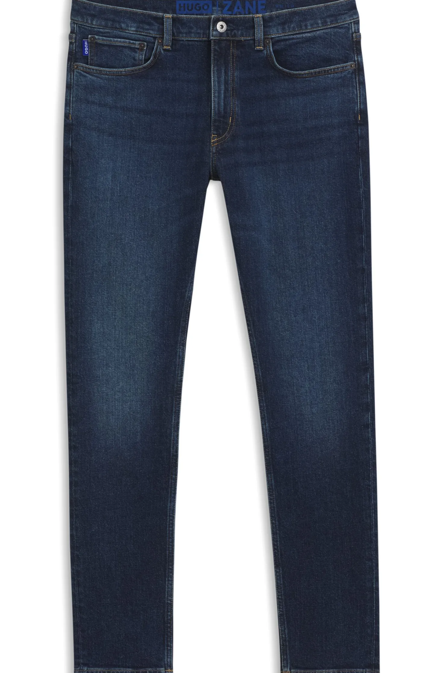 Skinny-Fit Jeans aus blauem Stretch-Denim mit Stone-washed-Finish