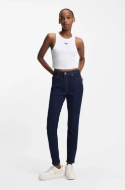 Skinny-Fit Jeans aus dunkelblauem Stretch-Denim
