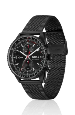 Skytraveller Pro schwarz beschichtete Uhr mit Saphirkristall