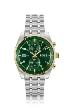 SKYTRAVELLER Zweifarbiger Chronograph mit grünem Zifferblatt