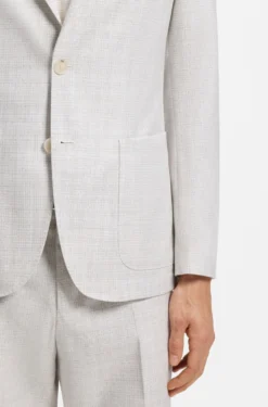 Slim-Fit Blazer aus karierter Schurwolle und Baumwolle