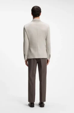 Slim-Fit Blazer aus Schurwolle mit Baumwolle