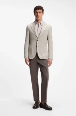 Slim-Fit Blazer aus Schurwolle mit Baumwolle