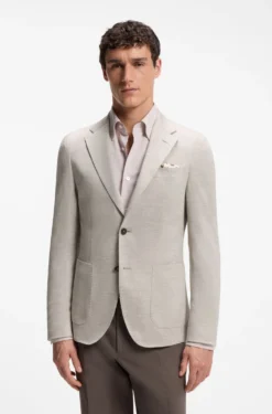 Slim-Fit Blazer aus Schurwolle mit Baumwolle