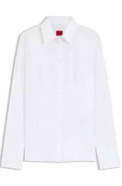 Slim-Fit Bluse aus bügelleichtem Baumwoll-Mix mit Twill-Struktur