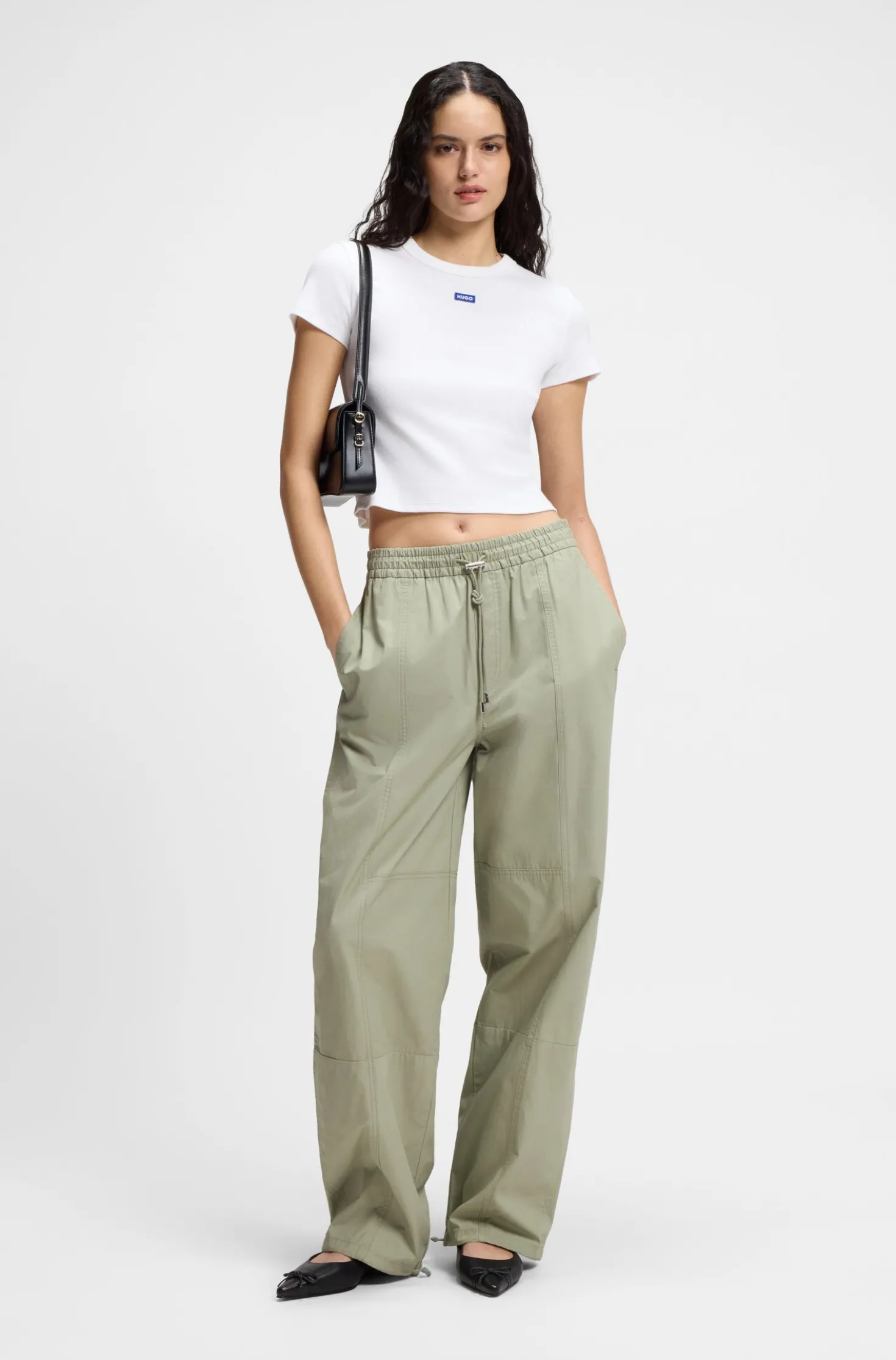 Slim-Fit Cropped T-Shirt aus Stretch-Baumwolle