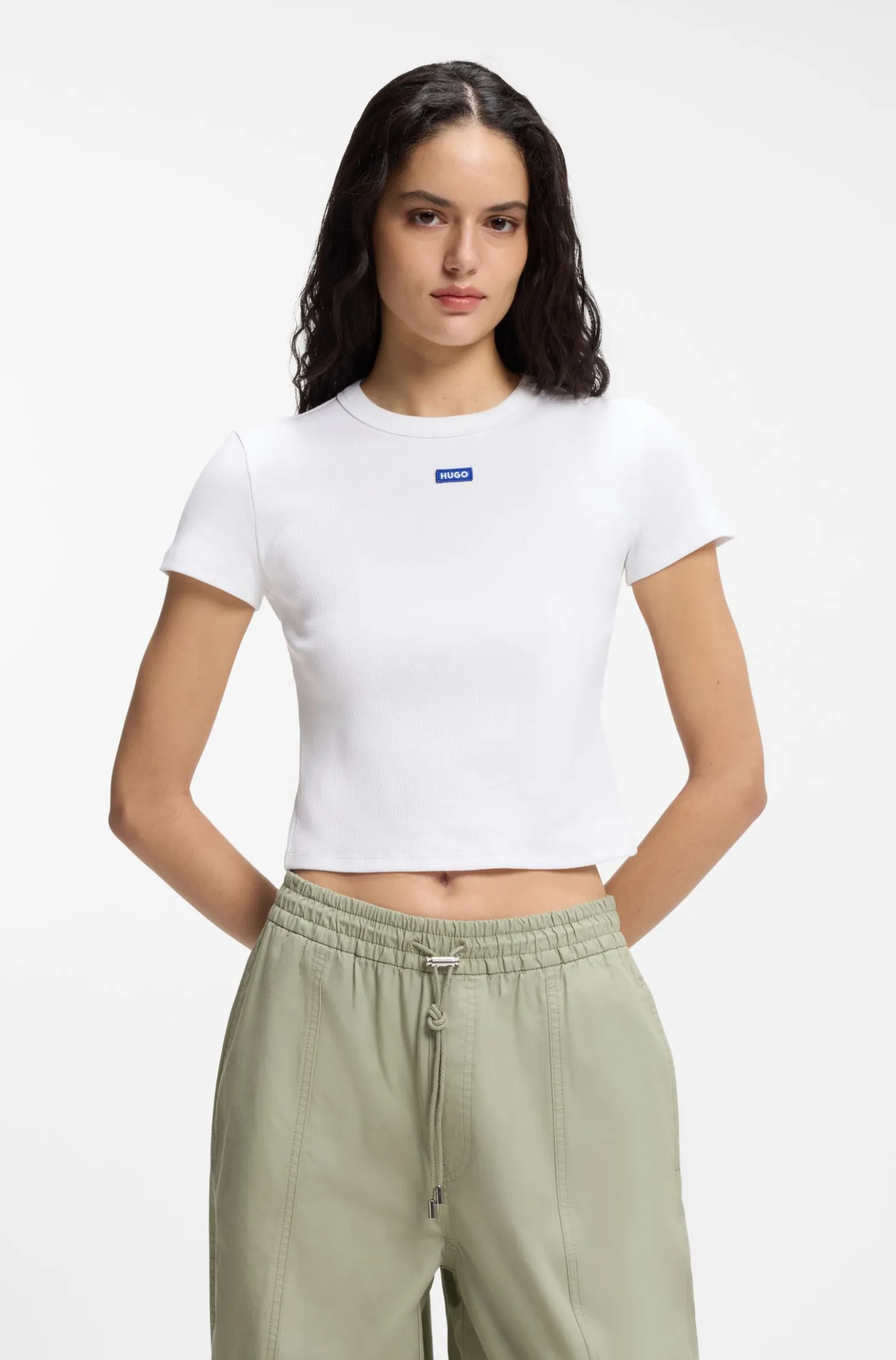 Slim-Fit Cropped T-Shirt aus Stretch-Baumwolle