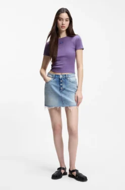 Slim-Fit Cropped T-Shirt aus Stretch-Baumwolle
