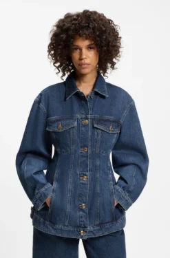 Slim-Fit Denim-Jacke mit Sanduhr-Silhouette aus japanischem Baumwoll-Denim