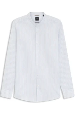 Slim-Fit Hemd aus Baumwolle mit Fischgrät-Streifen-Muster
