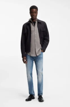 Slim-Fit Hemd aus Baumwolle und Leinen
