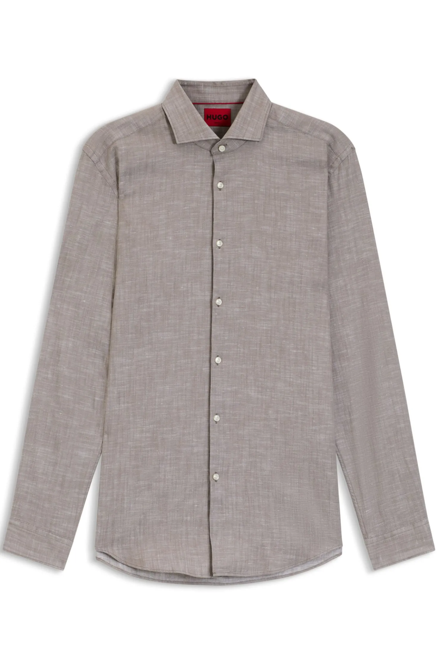 Slim-Fit Hemd aus Baumwolle und Leinen