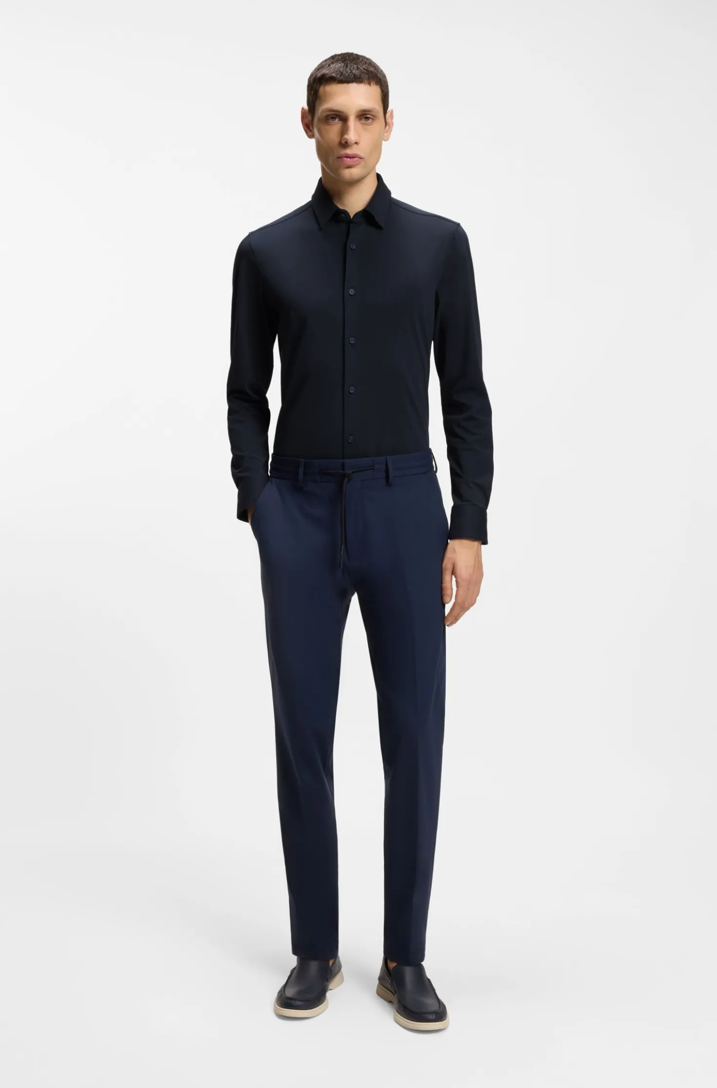 Slim-Fit Hemd aus Baumwoll-Mix mit Performance-Stretch