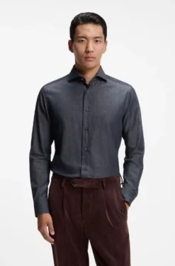 Slim-Fit Hemd aus Denim mit Kaschmir