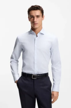 Slim-Fit Hemd aus gestreifter Stretch-Baumwolle mit bügelleichtem Finish