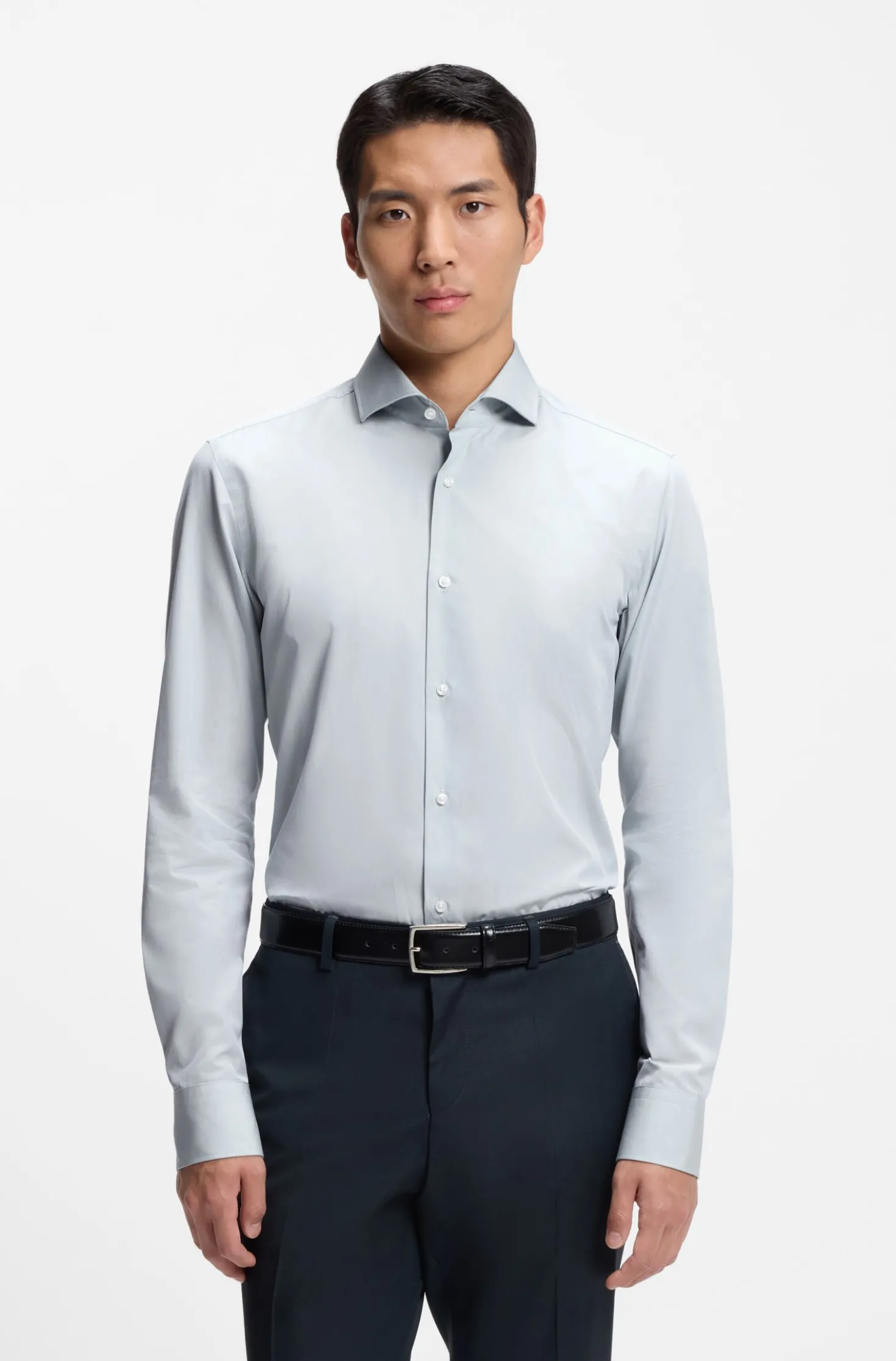 Slim-Fit Hemd aus in Italien gefertigtem Baumwoll-Chambray