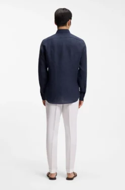 Slim-Fit Hemd aus in Italien gefertigtem Leinen