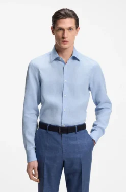 Slim-Fit Hemd aus in Italien gefertigtem Leinen