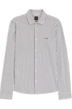 Slim-Fit Hemd aus meliertem Baumwoll-Jersey